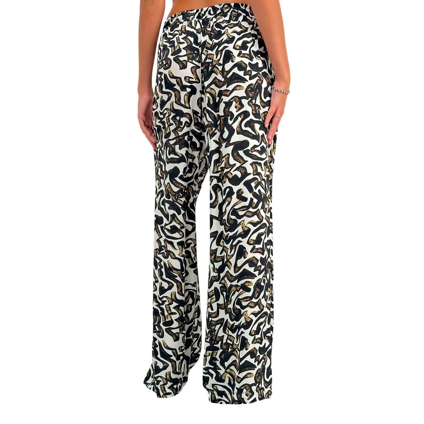 Imperial Pantaloni Donna, Lungo, Fondo Largo, Maculato, Multicolore