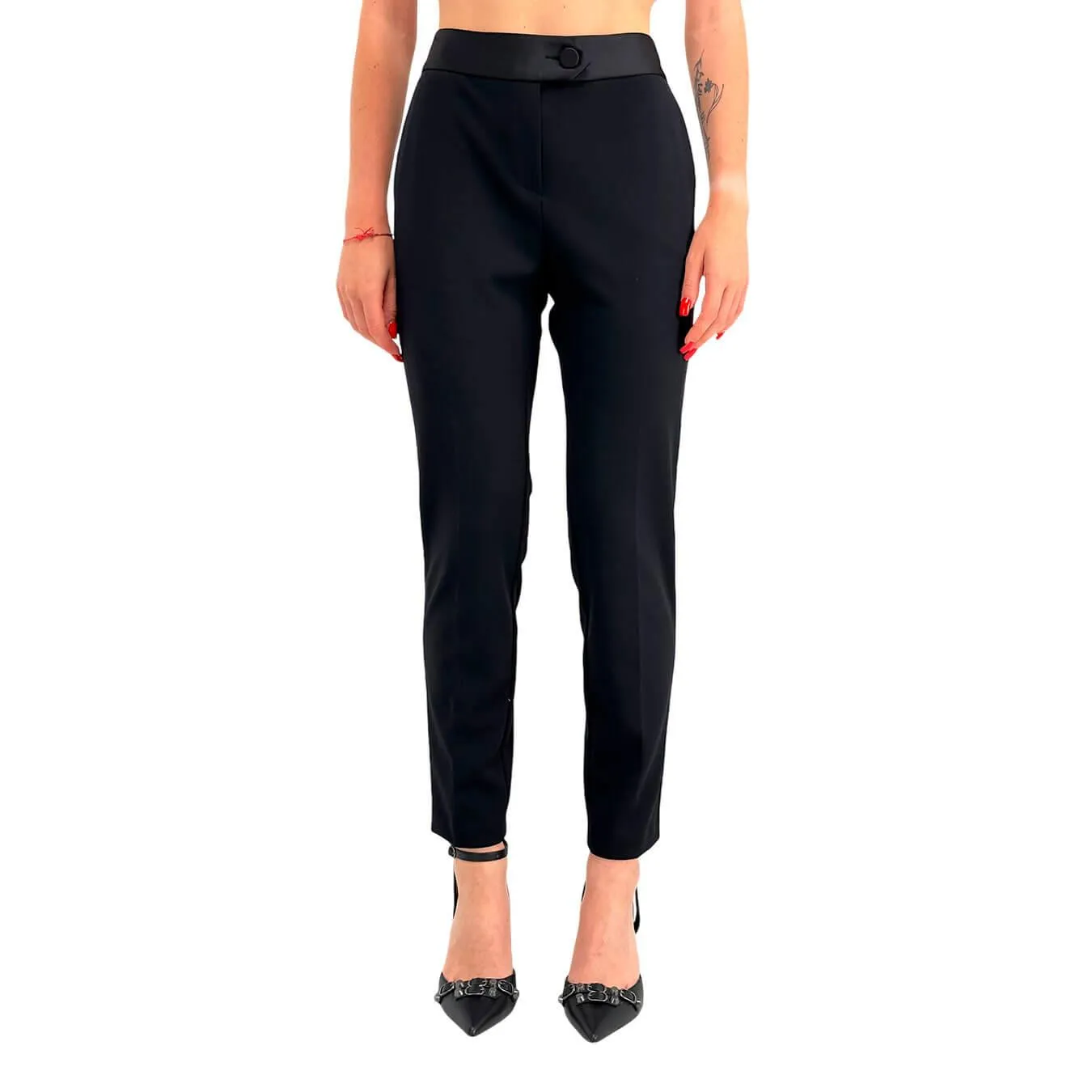Imperial Pantaloni Donna, Modello alla Caviglia, Fascia Raso, Nero