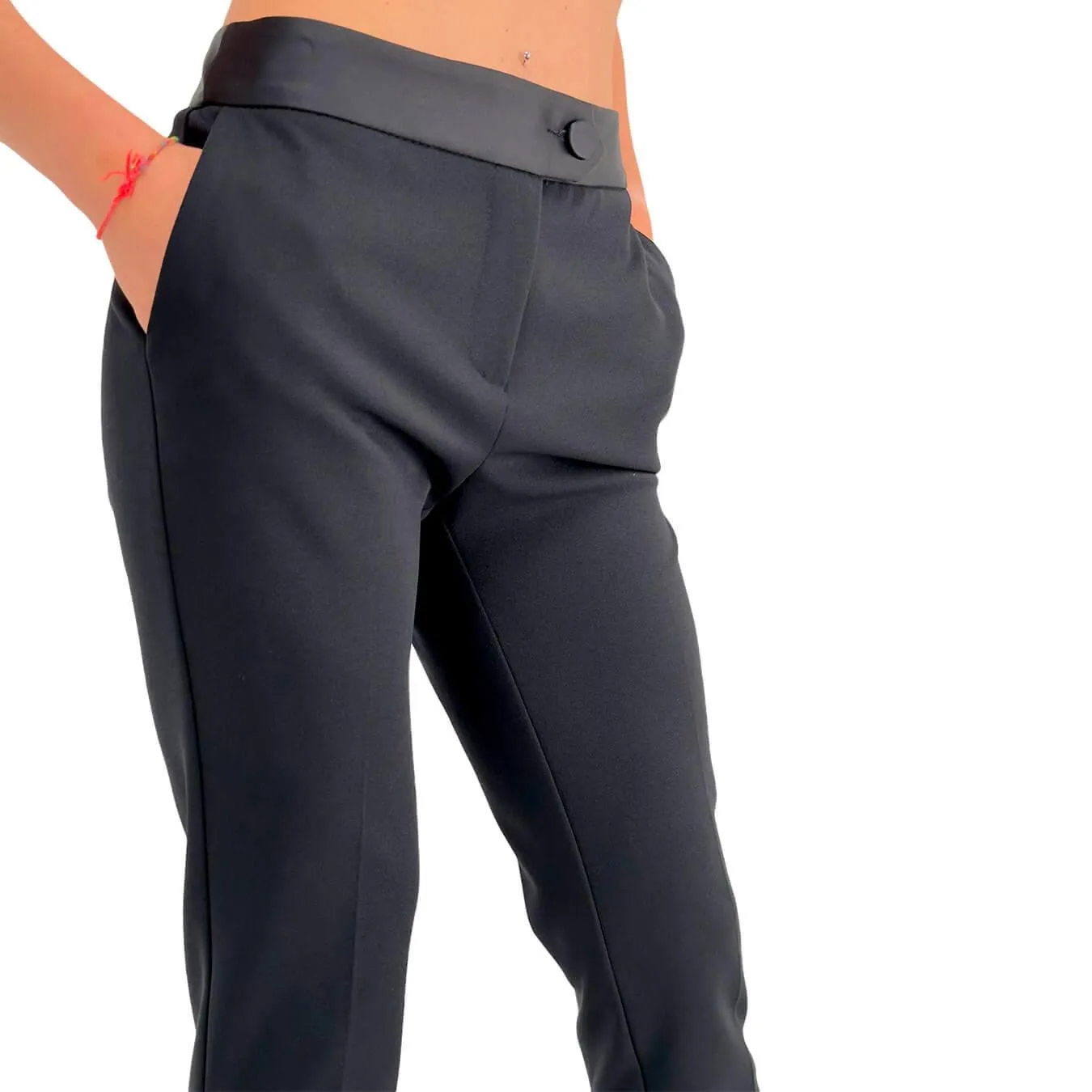 Imperial Pantaloni Donna, Modello alla Caviglia, Fascia Raso, Nero