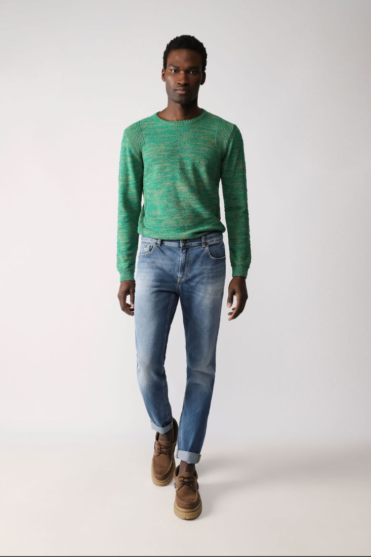 Jeans skinny effetto délavé con cinque tasche