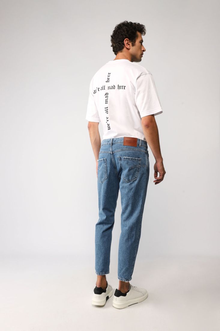 Jeans slim-fit cropped in cotone con cinque tasche