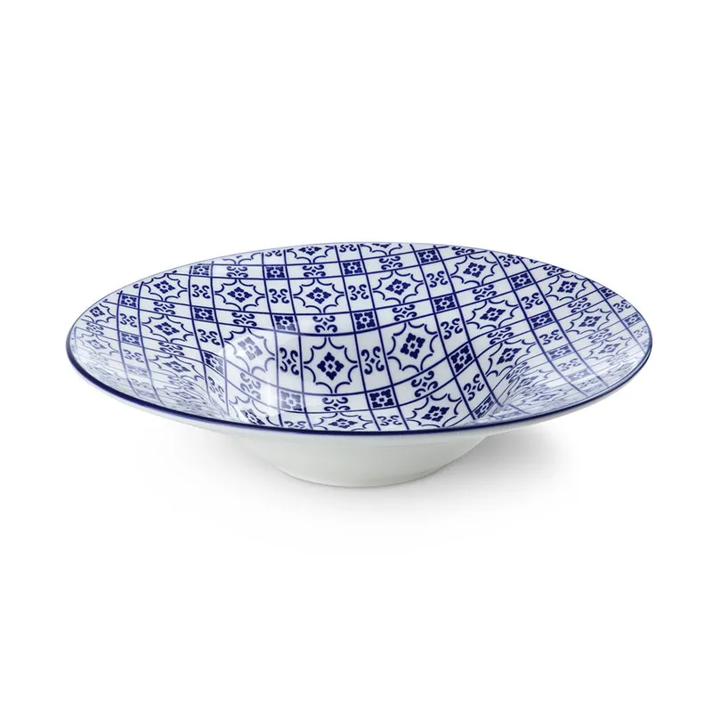 Kaleidos Linea COIMBRA - set 3 piatti pasta cm 27,5, bianco/blu