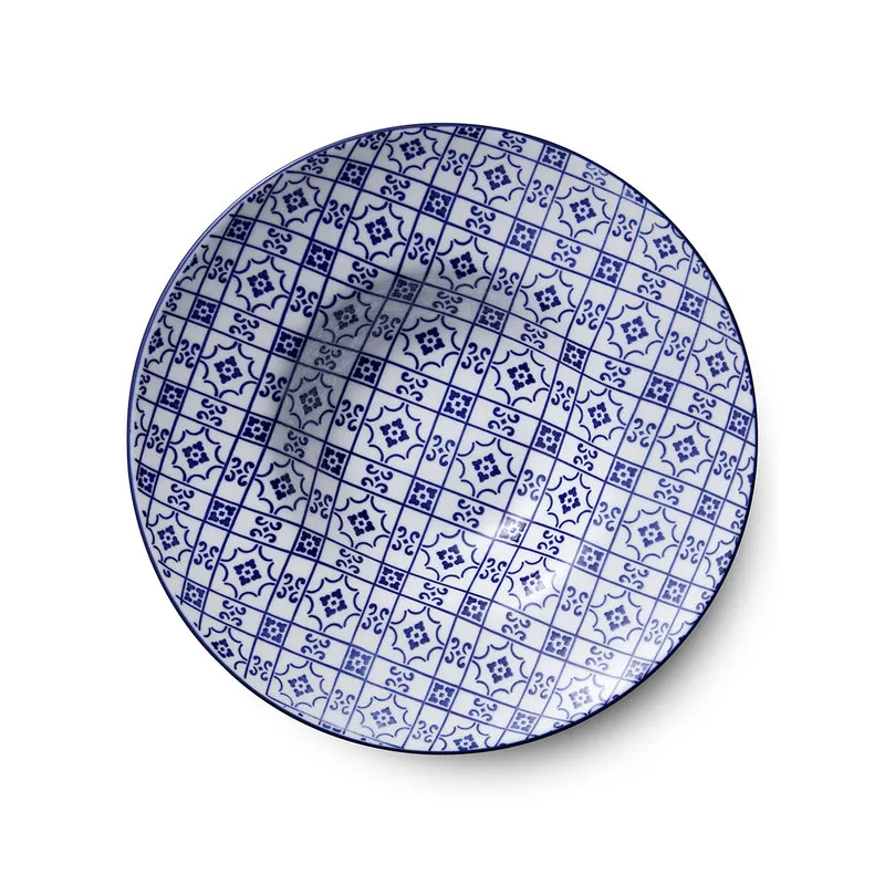 Kaleidos Linea COIMBRA - set 3 piatti pasta cm 27,5, bianco/blu