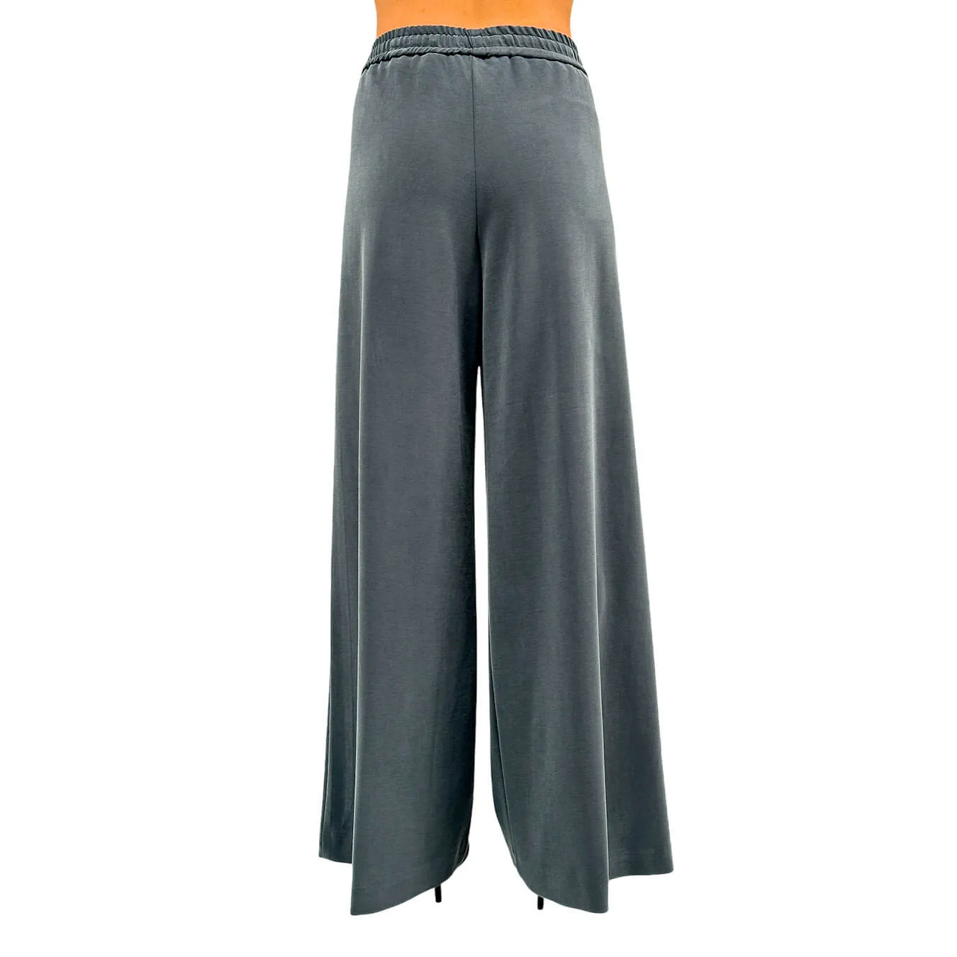 Kontatto Pantaloni Donna, Lungo, Fondo Largo, Coulisse, Blu