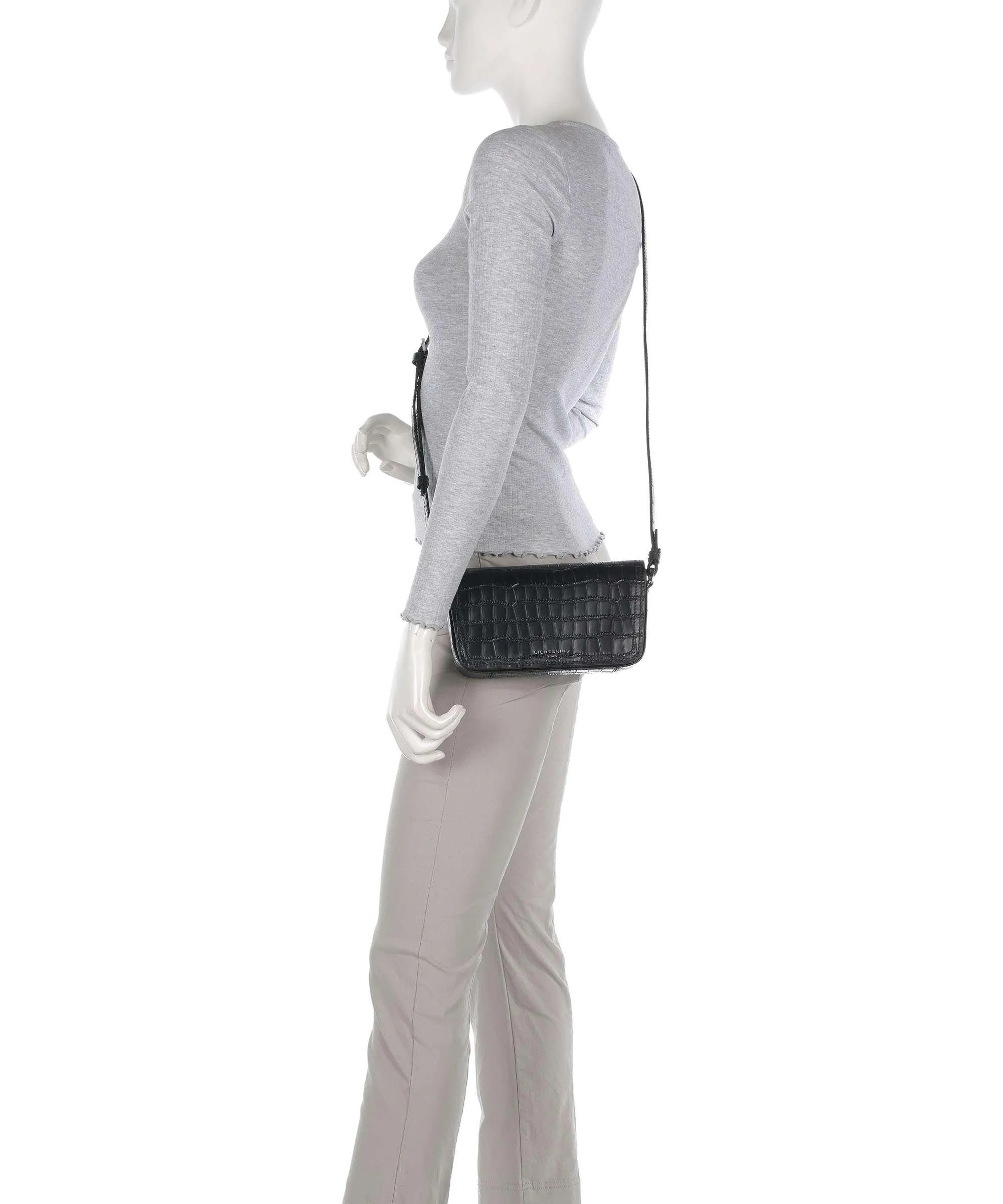  Liebeskind Chudy Croco S Borsa a tracolla pelle in rilievo nero  