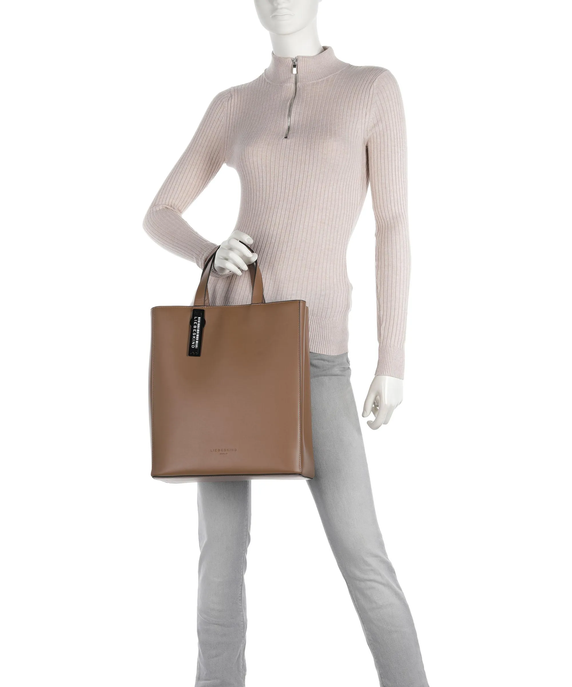  Liebeskind Paper Bag Carter M Borsa a mano pelle liscia marrone  