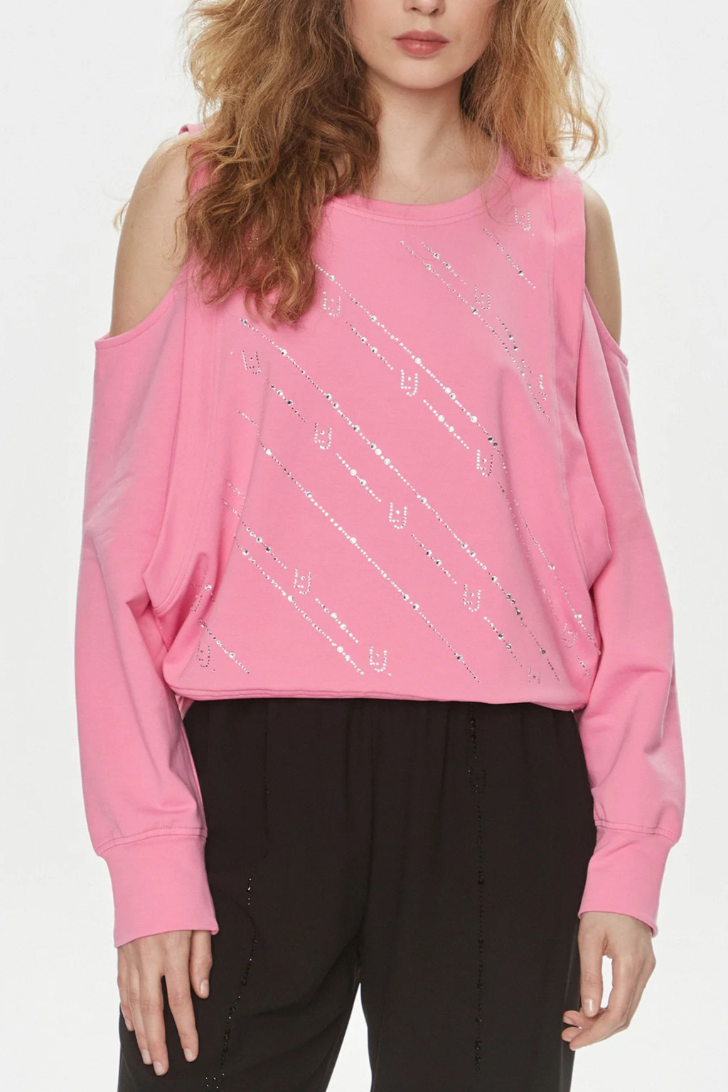 LIU JO FELPA GIROCOLLO CON STRASS ROSA 4170