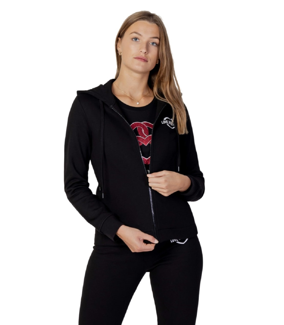 Love Moschino Donna Felpa Con Zip Con Cappuccio
