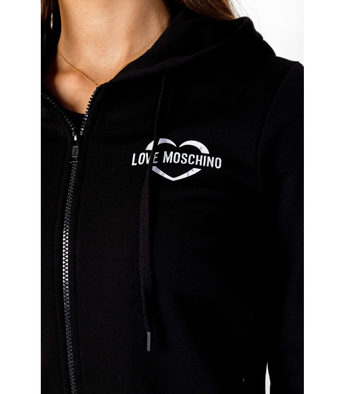 Love Moschino Donna Felpa Con Zip Con Cappuccio