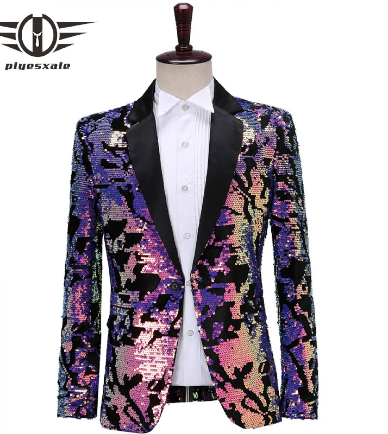 Luxury Brand Mens Blazer con paillettes Fashion Designer Dj Host Prom Nightclub Bar Blazer maschile Giacca da sposa Fantasia col