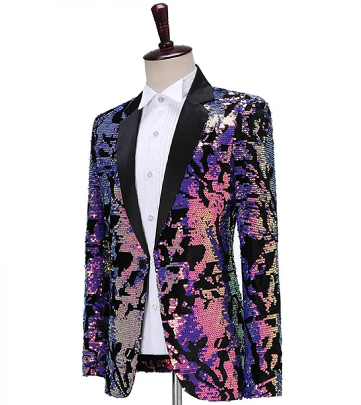 Luxury Brand Mens Blazer con paillettes Fashion Designer Dj Host Prom Nightclub Bar Blazer maschile Giacca da sposa Fantasia col