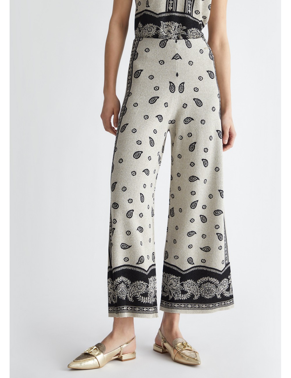 MA4239 PANTALONE IN MAGLIA JACQUARD LIU JO DONNA PANTALONI MORBIDI WOMAN