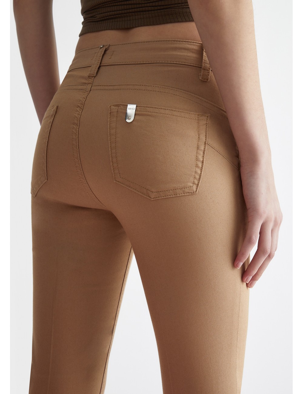 MA4291 61010 PANTALONE LIU JO DONNA FLARE BOTTOM UP PANTALONI COTONE CON TASCHE