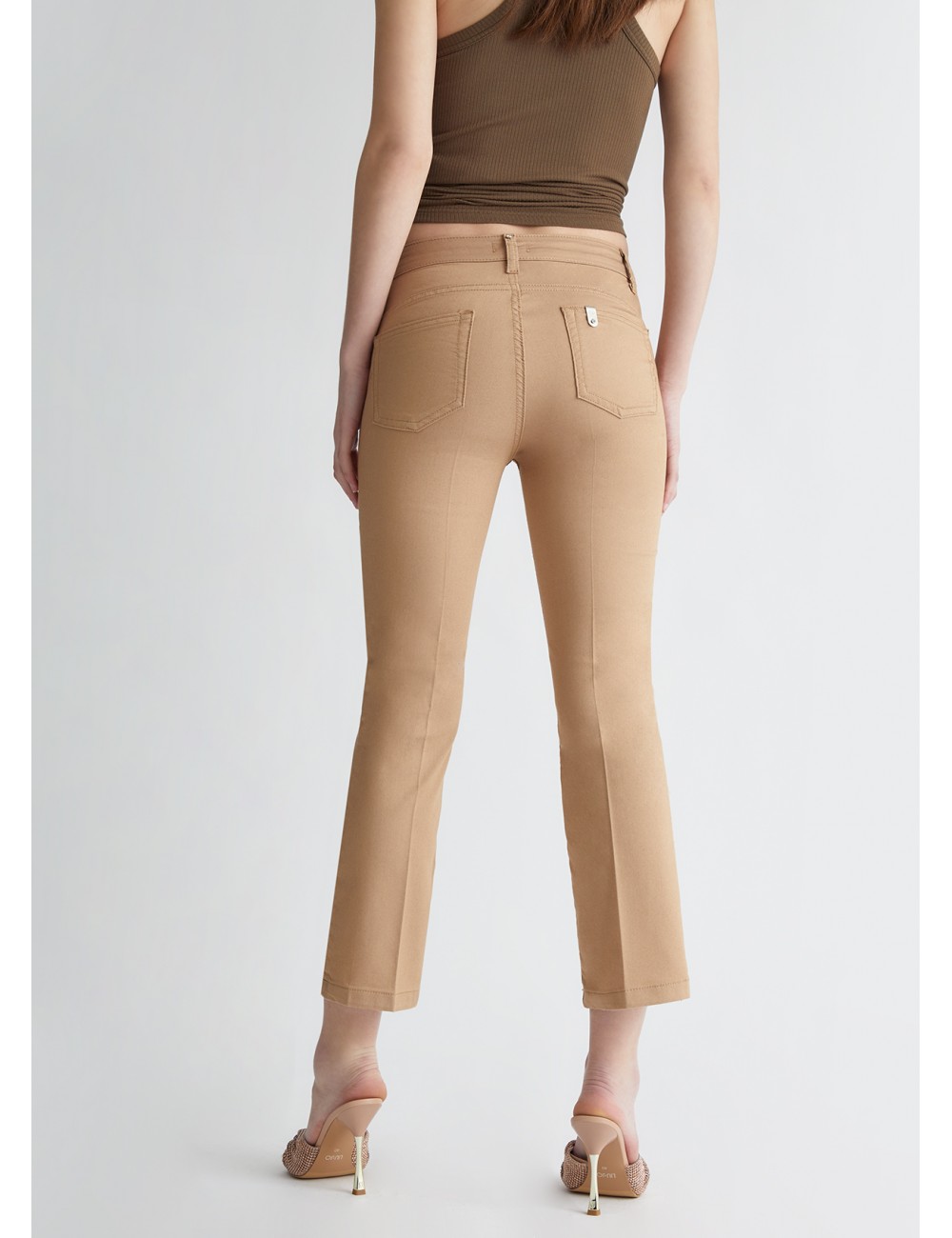 MA4291 61010 PANTALONE LIU JO DONNA FLARE BOTTOM UP PANTALONI COTONE CON TASCHE