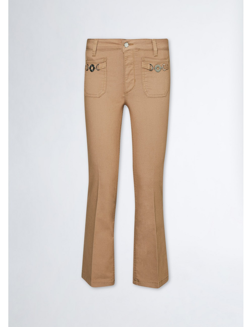MA4291 61010 PANTALONE LIU JO DONNA FLARE BOTTOM UP PANTALONI COTONE CON TASCHE