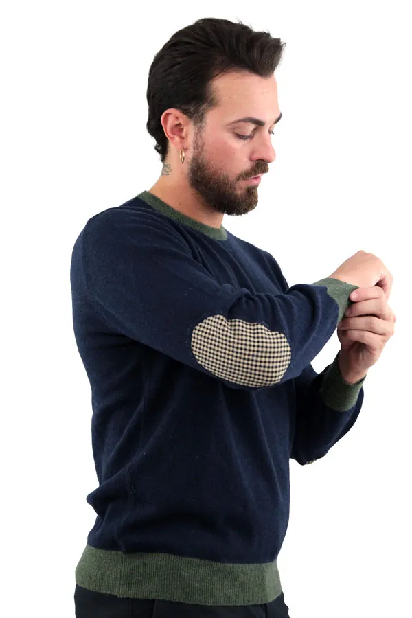 MAGLIONE BLU CON TOPPE  