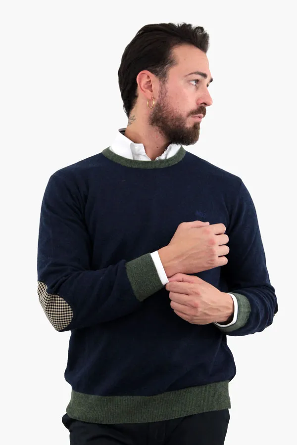 MAGLIONE BLU CON TOPPE  