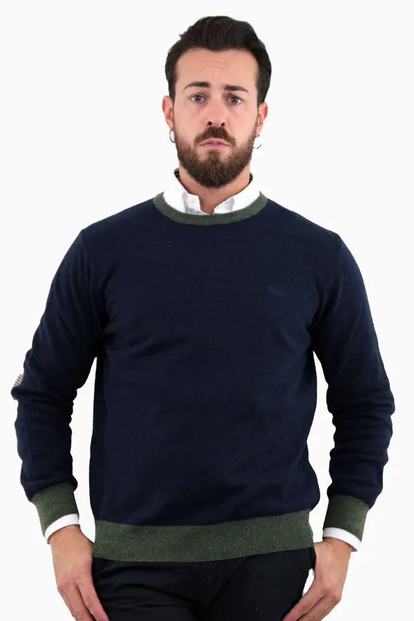 MAGLIONE BLU CON TOPPE  