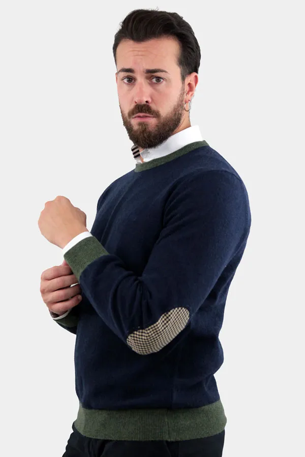 MAGLIONE BLU CON TOPPE  