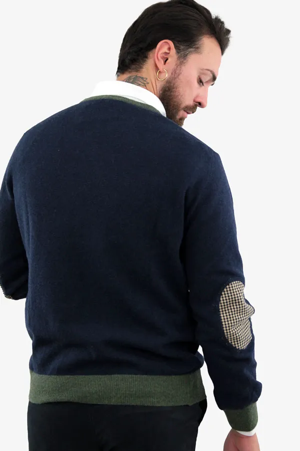 MAGLIONE BLU CON TOPPE  