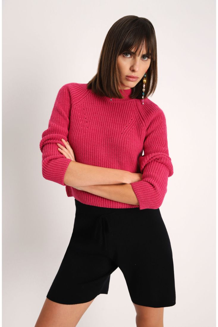 Maglione cropped a coste