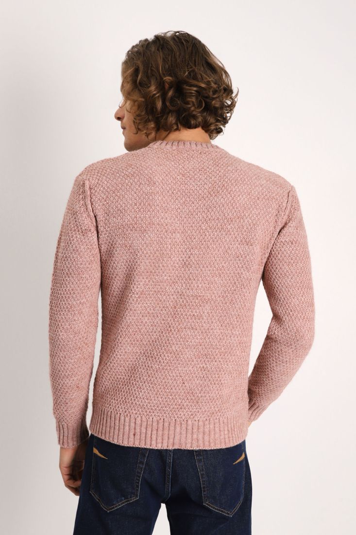 Maglione girocollo tinta unita intrecciato
