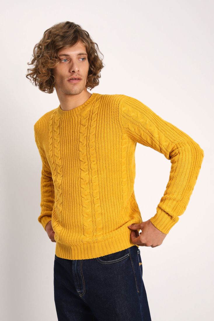 Maglione oversize tinta unita intrecciato
