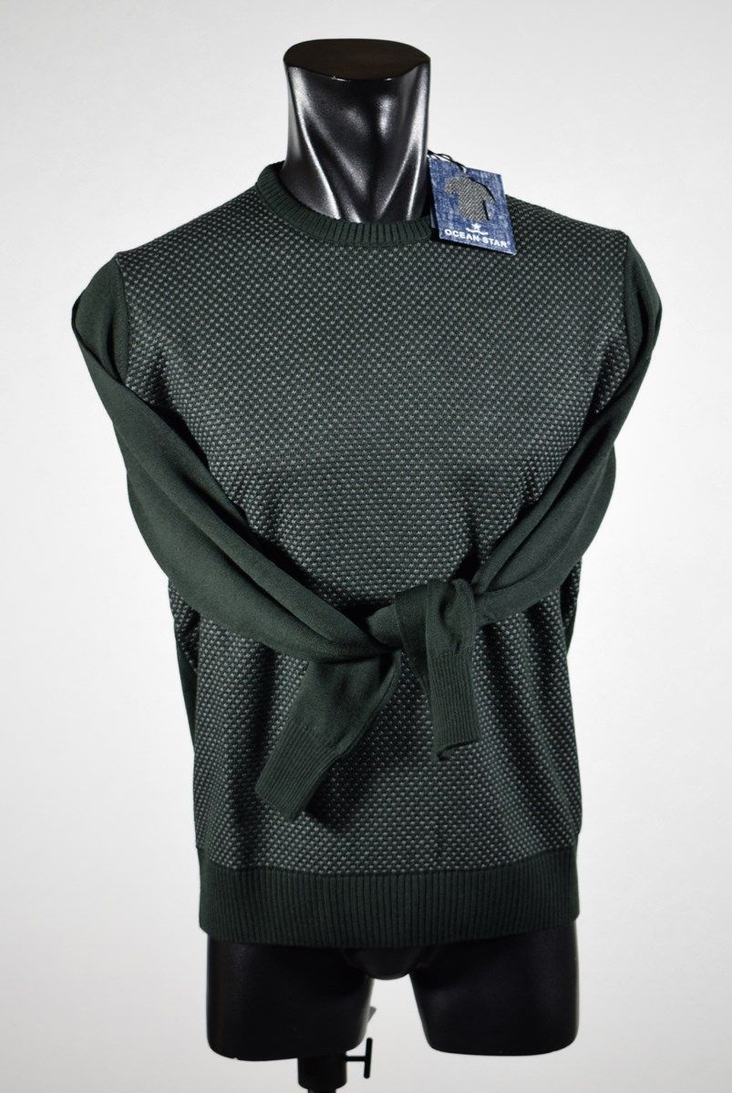 Maglione slim fit giro collo micro fantasia ocean star made in italy