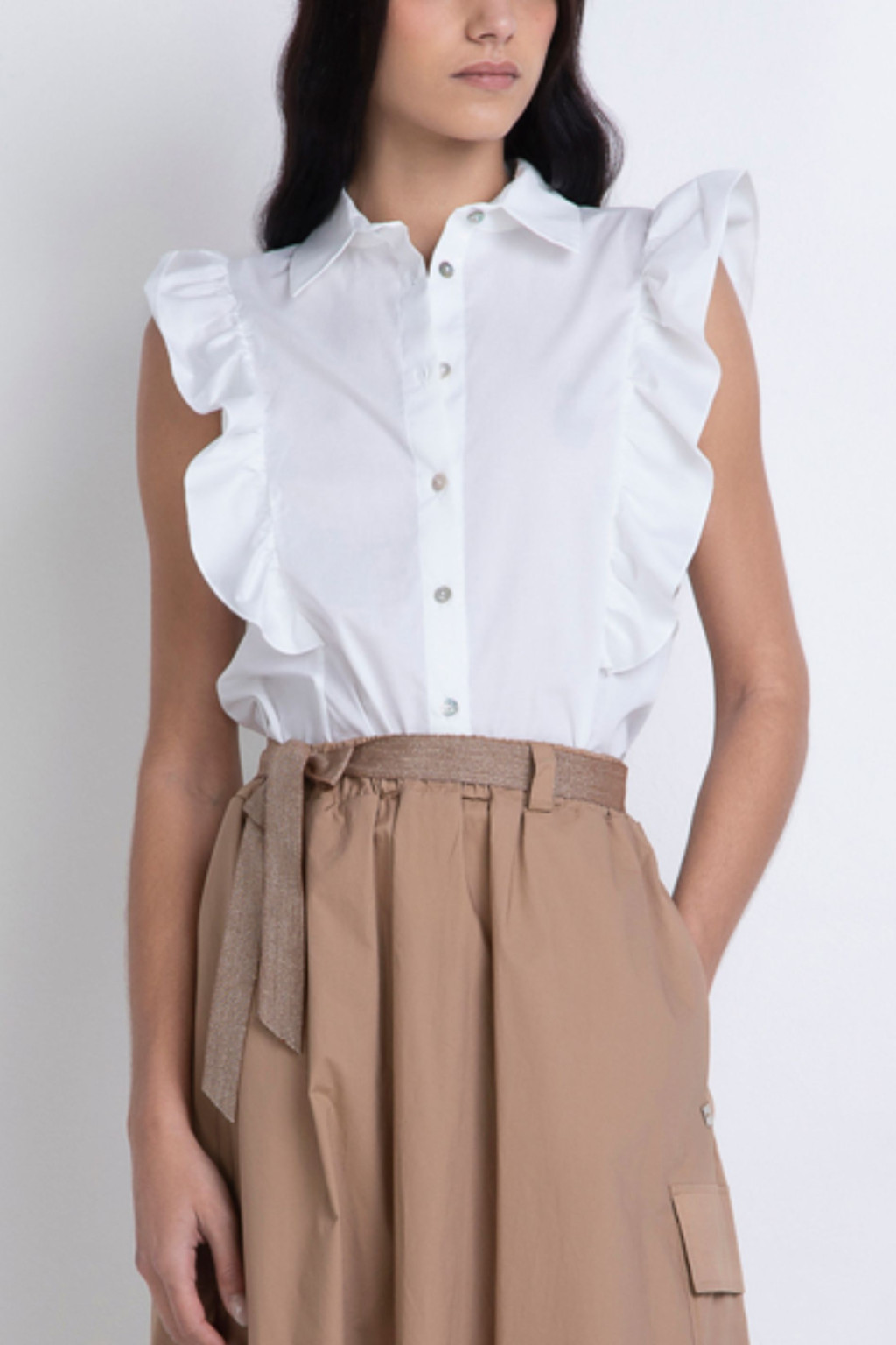 MARKUP CAMICIA SMANICATA CON ROUCHES  BIANCO 663007