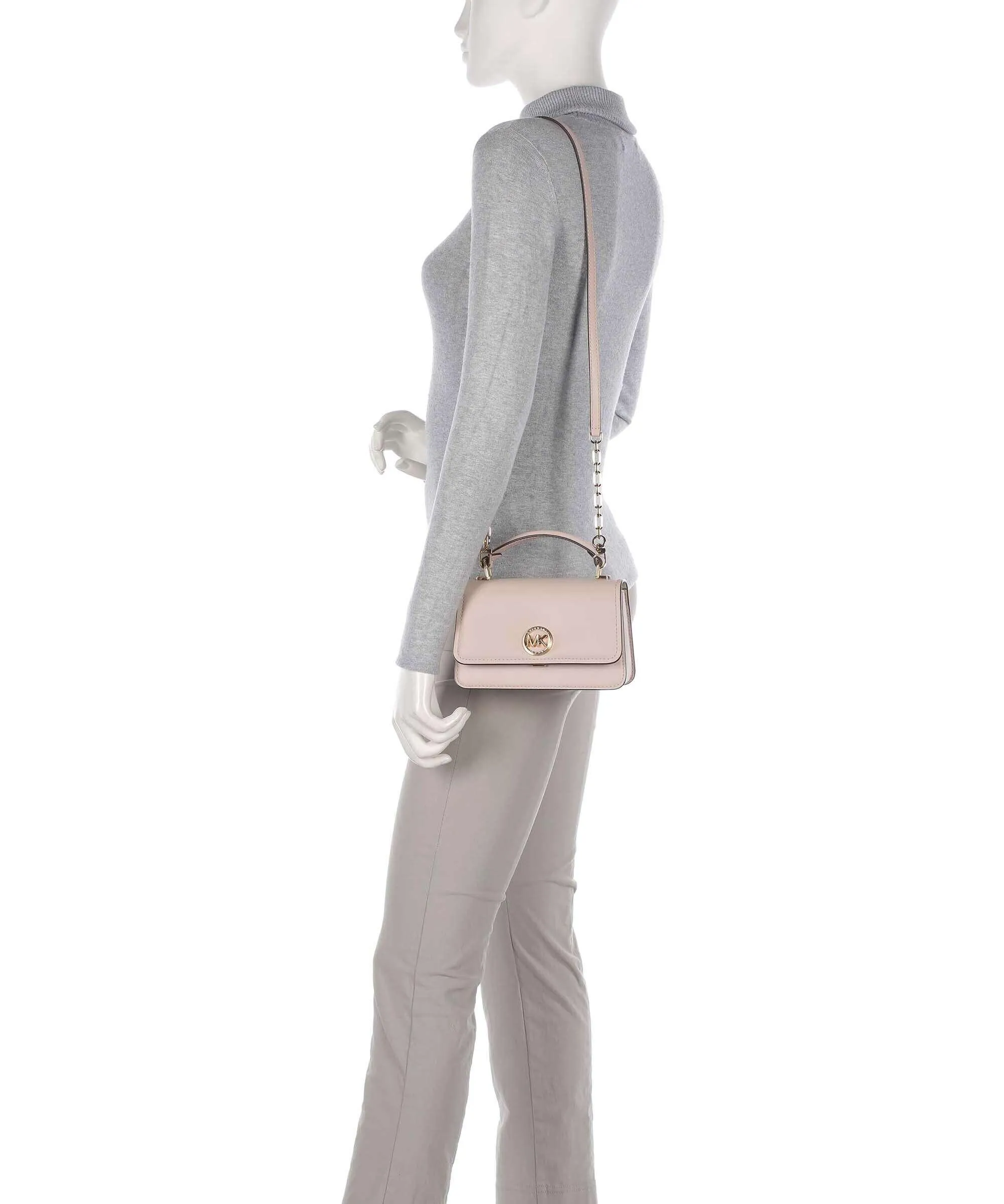  Michael Kors Delancey Borsa a tracolla pelle di vacchetta finemente grana rosa antico  