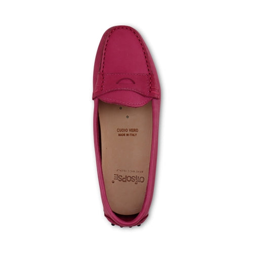 Mocassini con gommini in pelle color fucsia