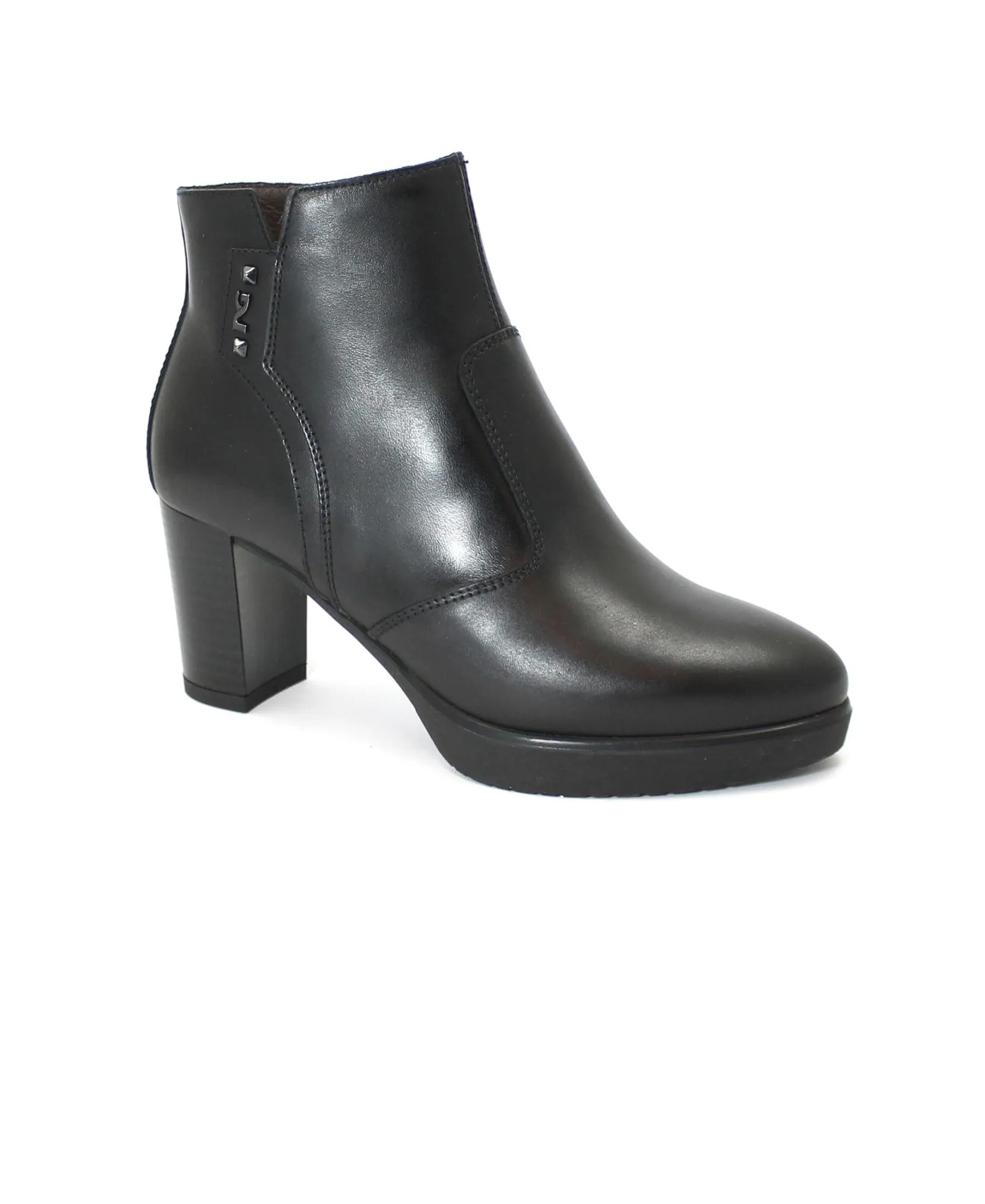 NERO GIARDINI 11200 nero stivaletti donna tronchetti zip tacco pelle plateaux