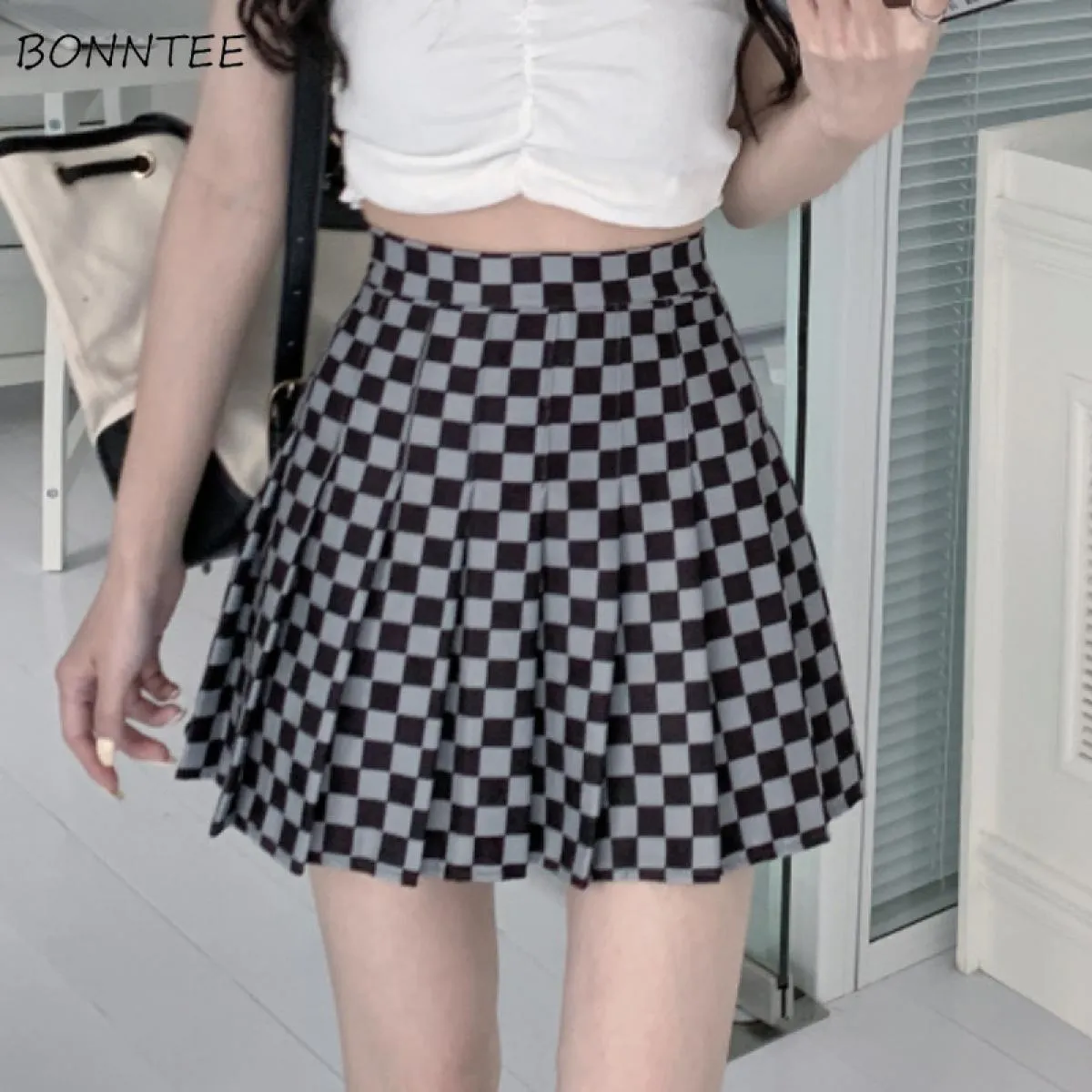 Nuova minigonna scozzese gonna da donna mini minigonna scozzese gonne moda college