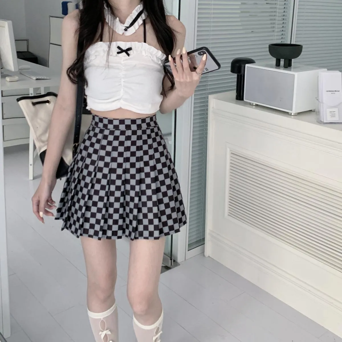 Nuova minigonna scozzese gonna da donna mini minigonna scozzese gonne moda college