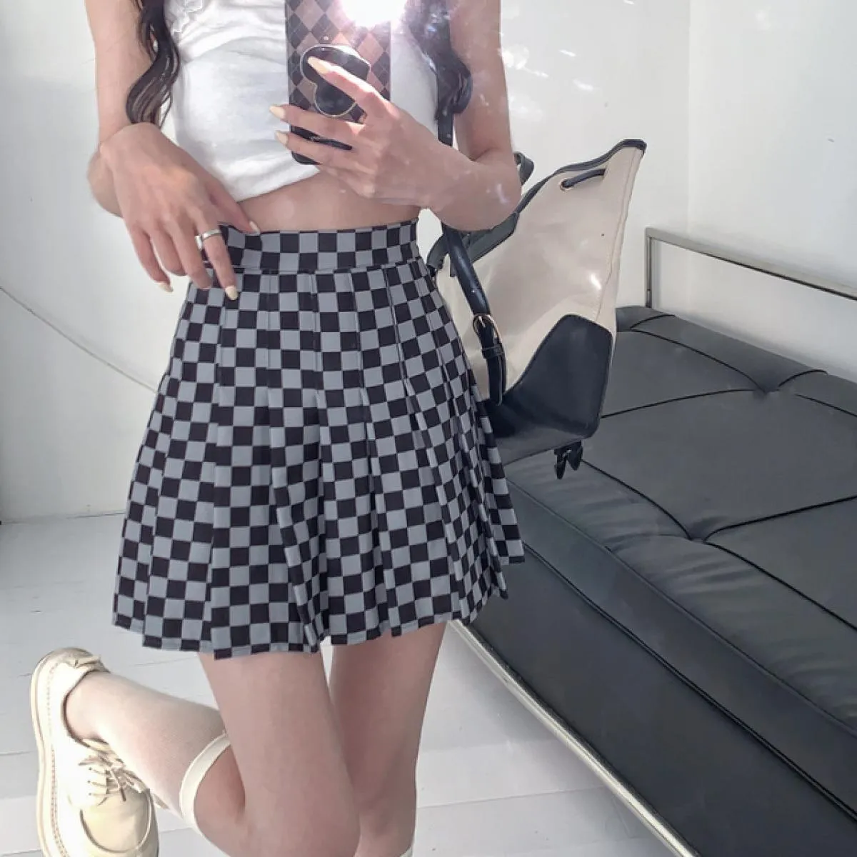 Nuova minigonna scozzese gonna da donna mini minigonna scozzese gonne moda college