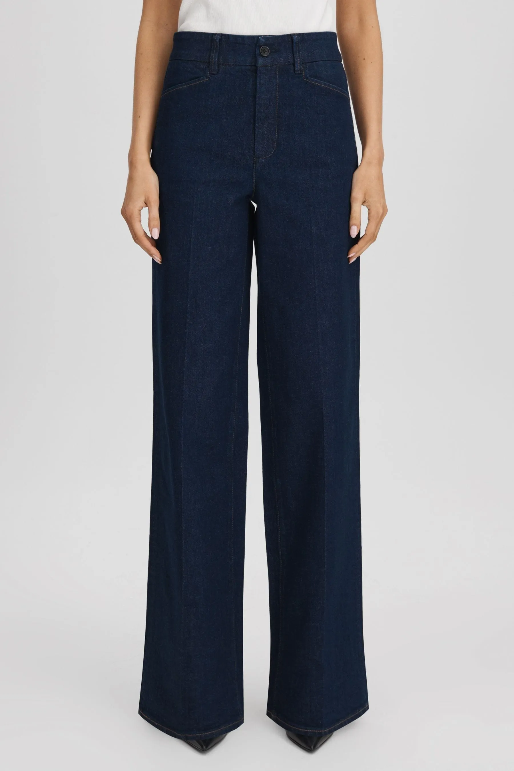 Paige - Jeans a gamba larga a vita alta    