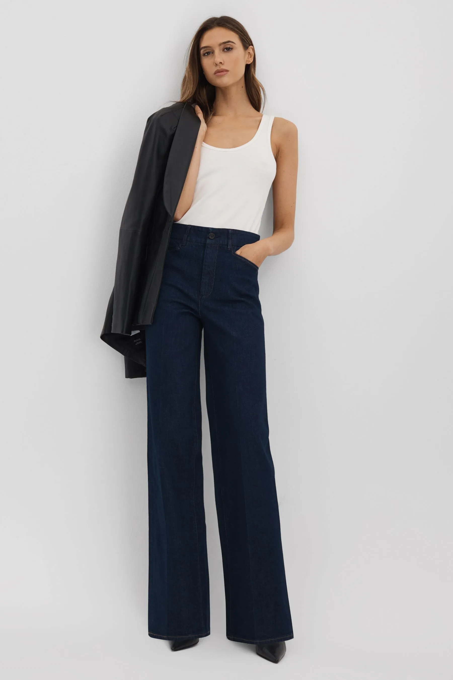 Paige - Jeans a gamba larga a vita alta    