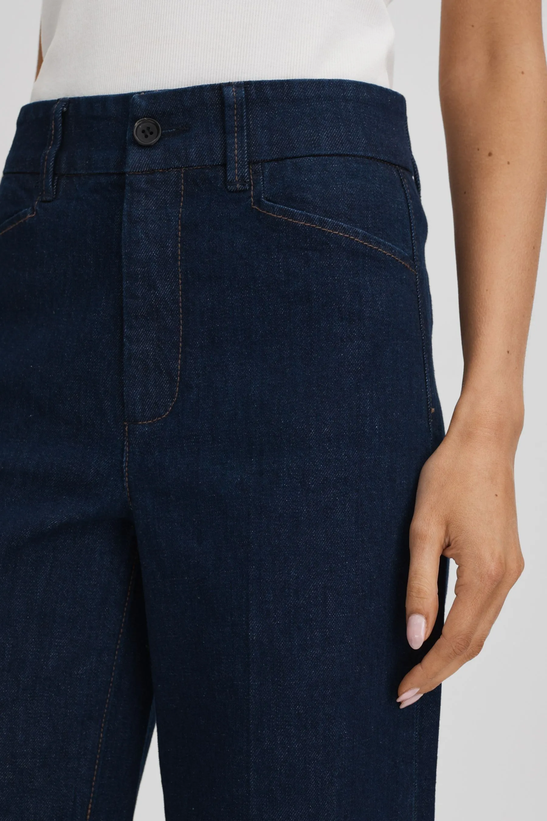 Paige - Jeans a gamba larga a vita alta    