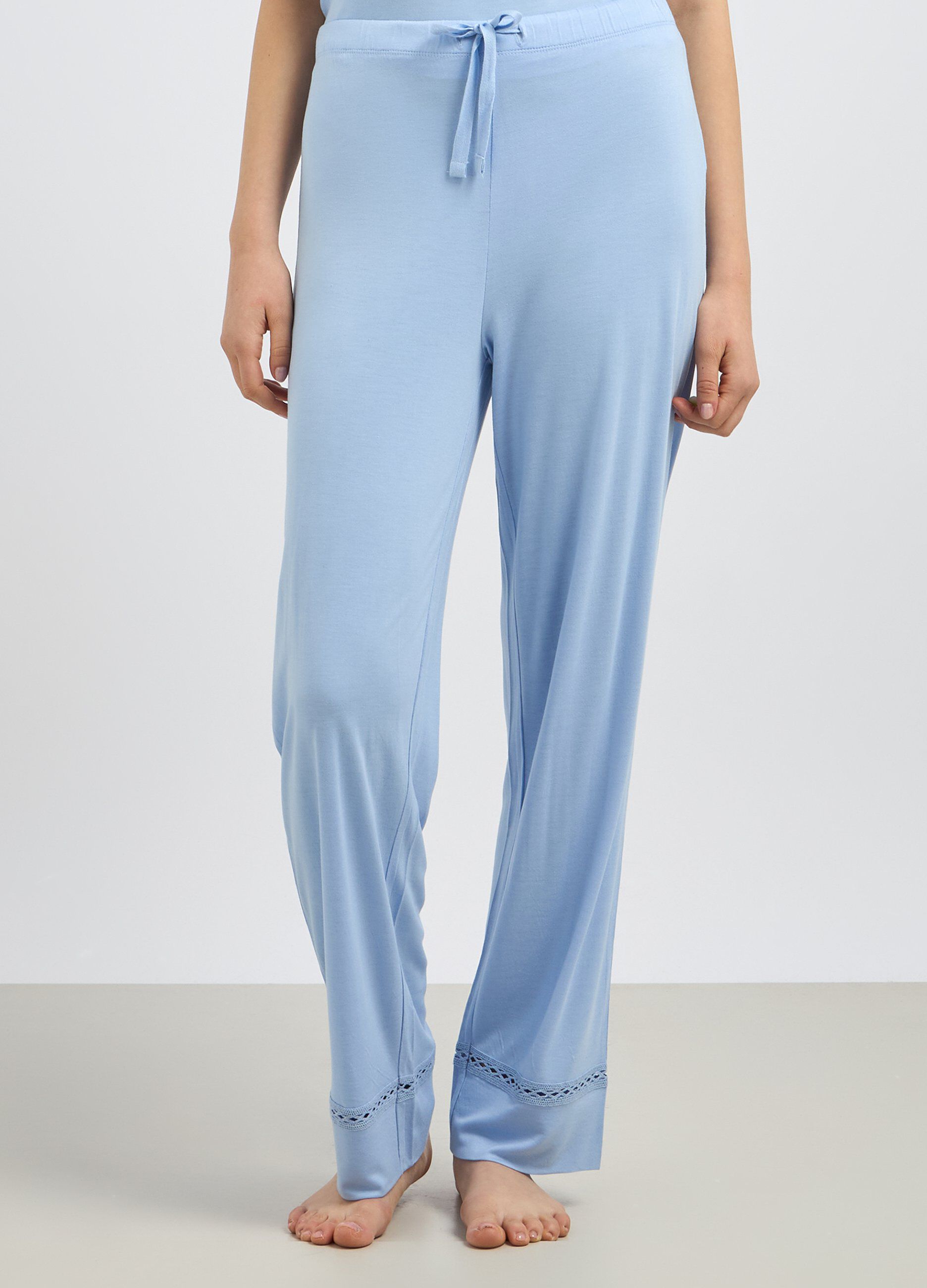 Pantalone lungo pigiama con pizzo donna