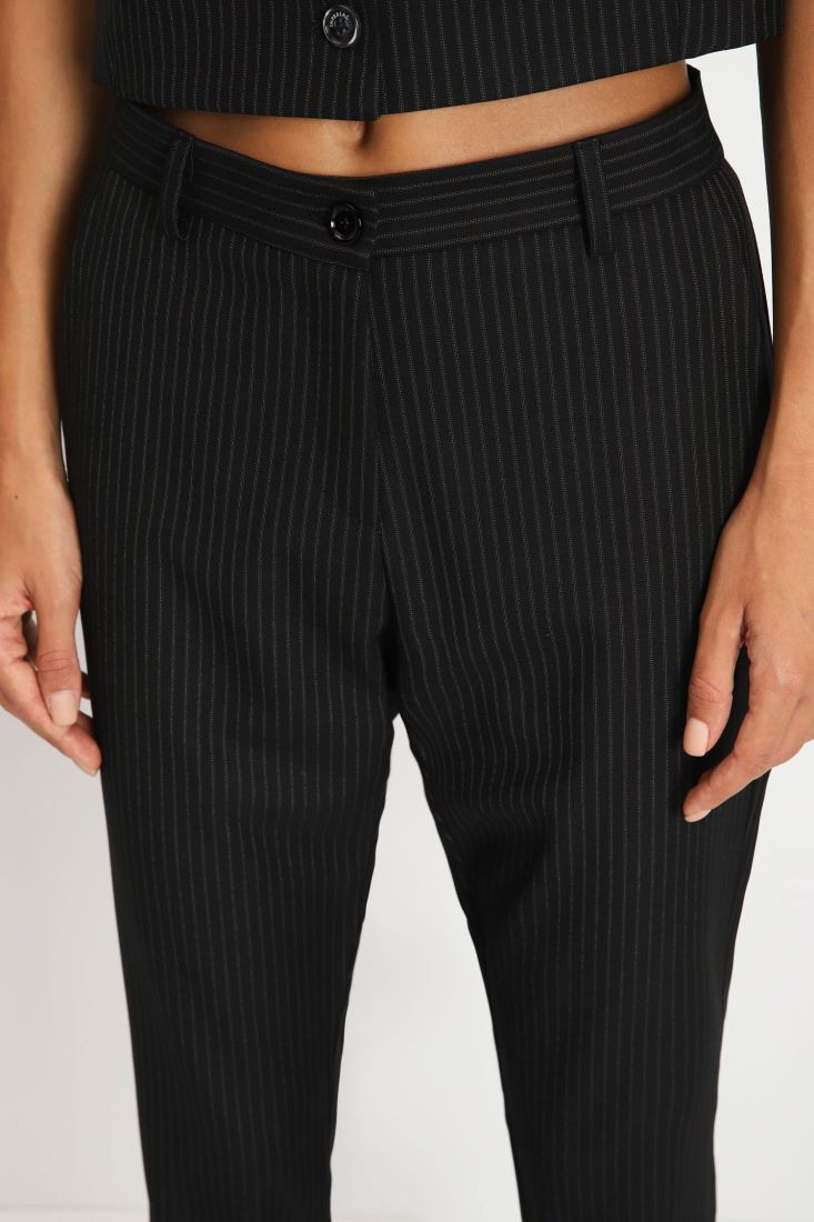 Pantaloni chino a righe con vita alta