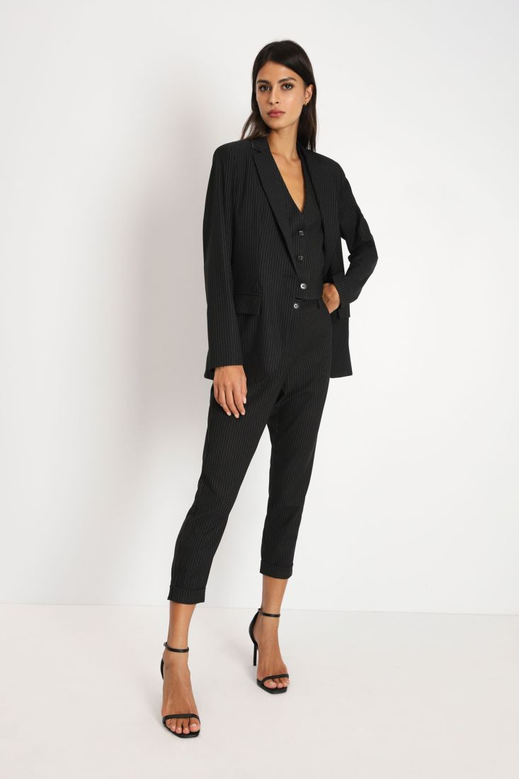 Pantaloni chino a righe con vita alta