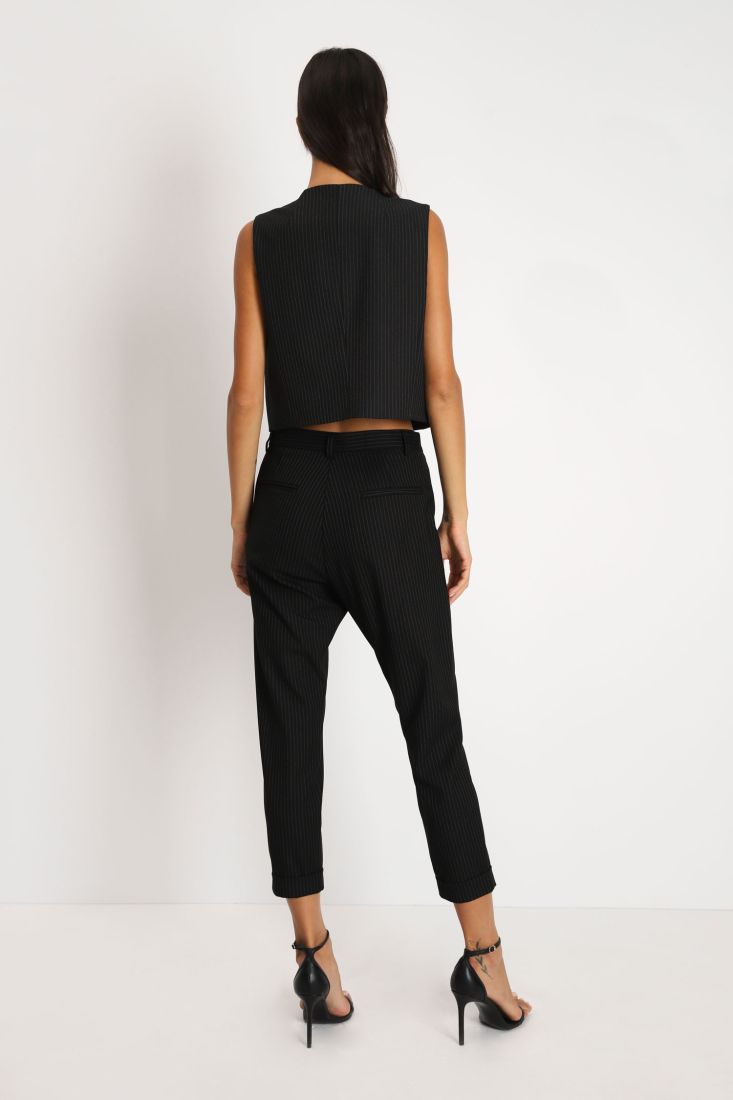 Pantaloni chino a righe con vita alta
