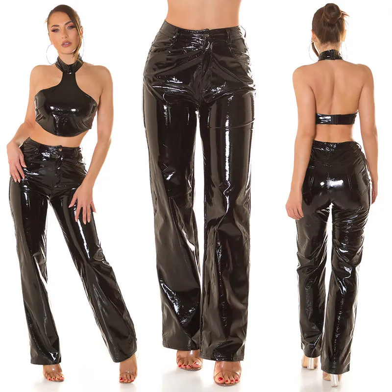 Pantaloni in lattice vernice lucida 0000H20791