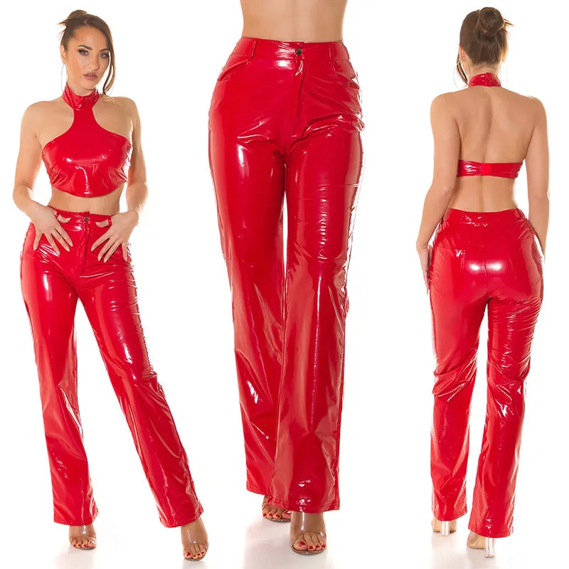 Pantaloni in lattice vernice lucida 0000H20791
