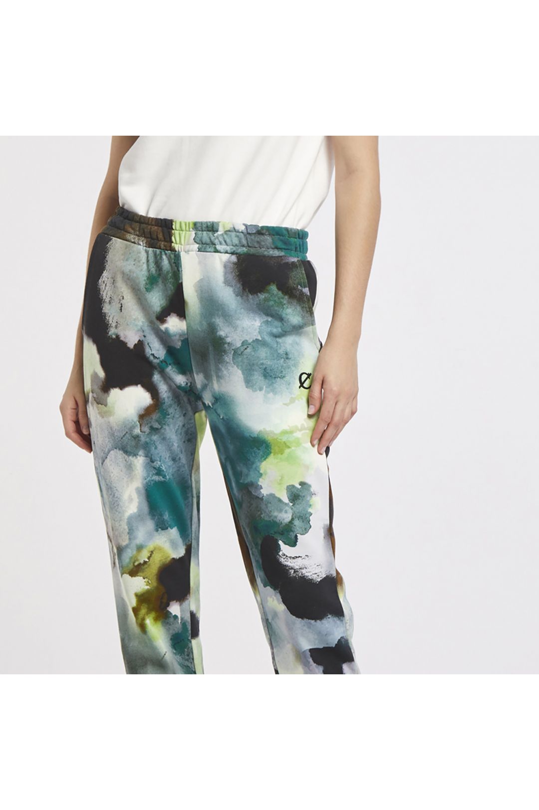 pantaloni in tessuto felpa stampato camouflage multiverde