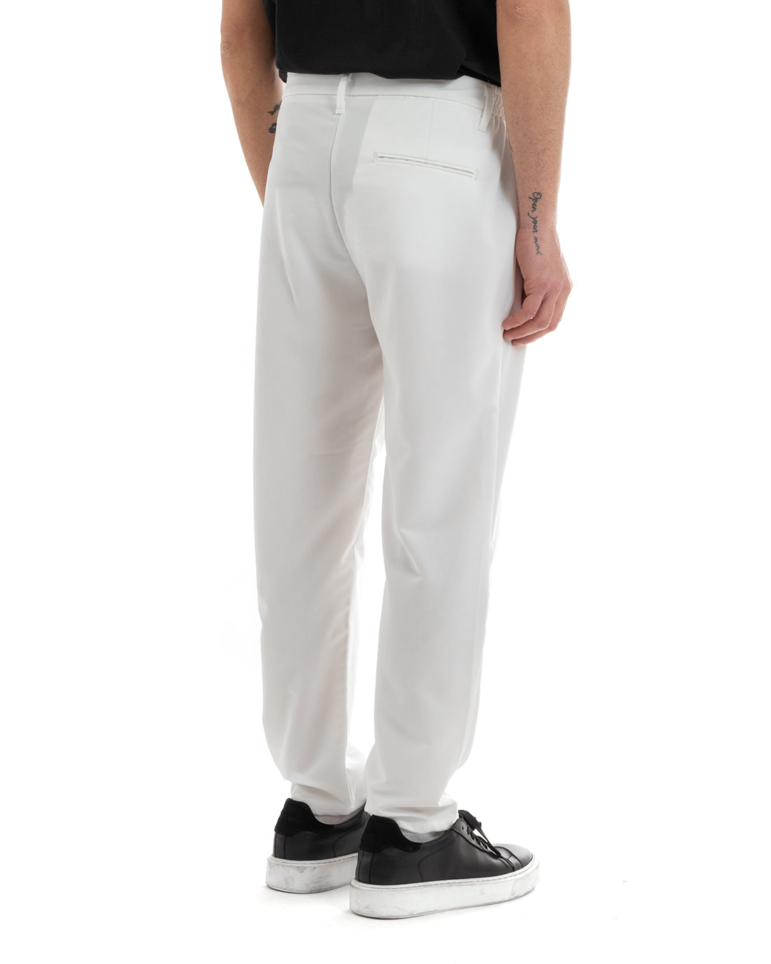 Pantaloni Uomo Pantalaccio Comodo Viscosa Elastico Straight Fit Bianco GIOSAL-P5649A