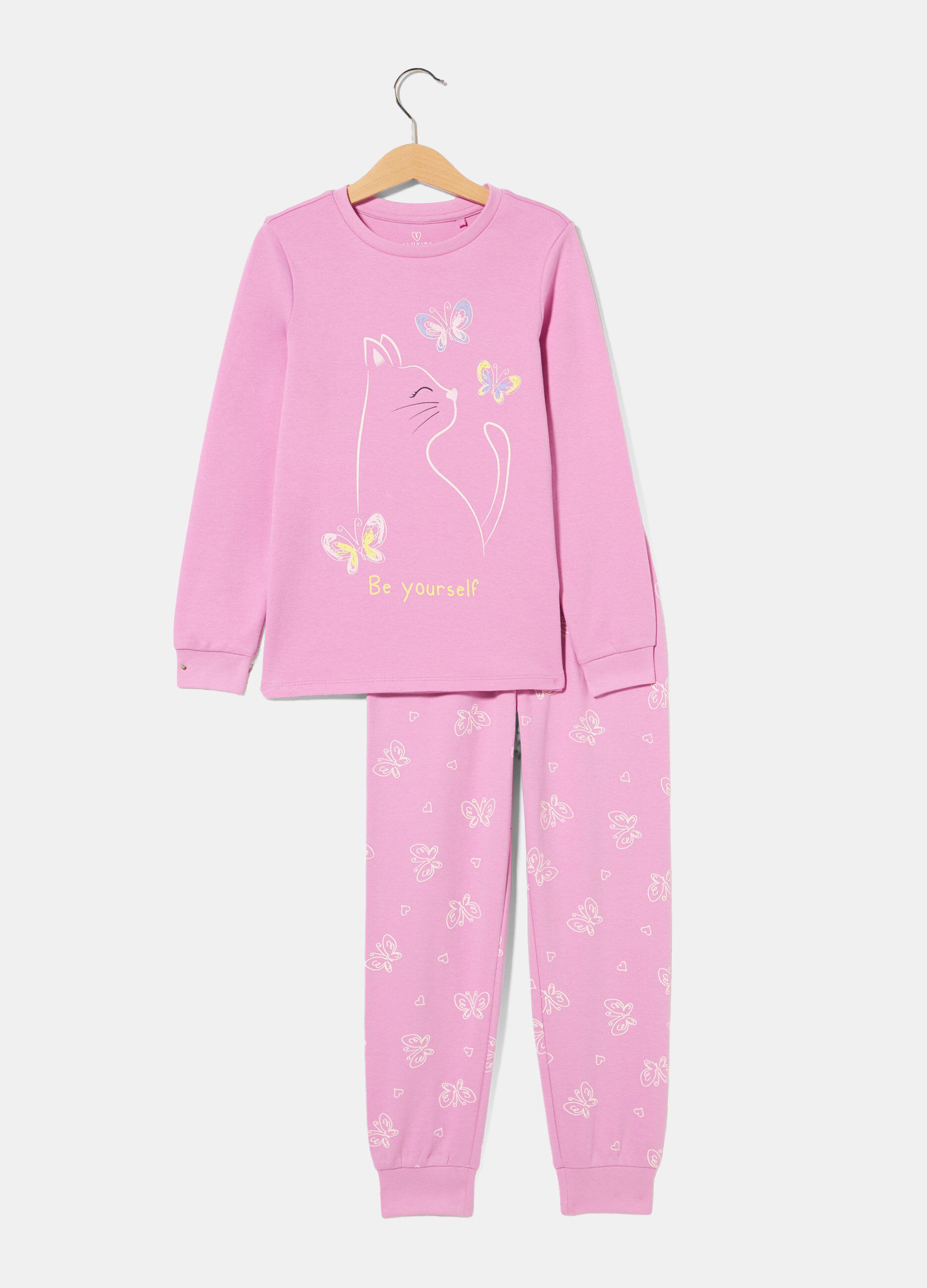 Pigiama lungo in puro cotone bambina