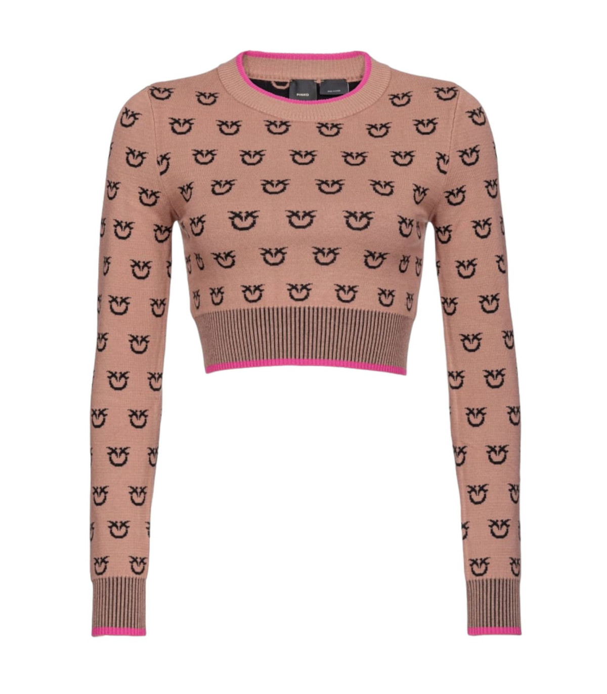 Pinko Donna Maglione A Girocollo Tubico Logo Bird Furetto