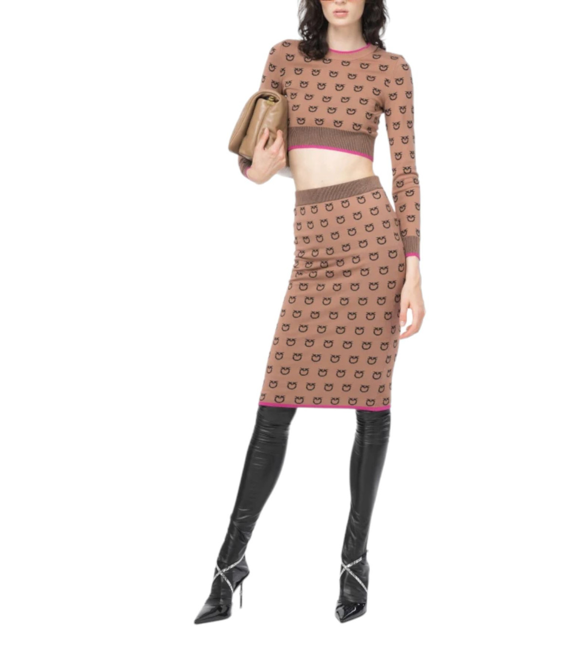 Pinko Donna Maglione A Girocollo Tubico Logo Bird Furetto