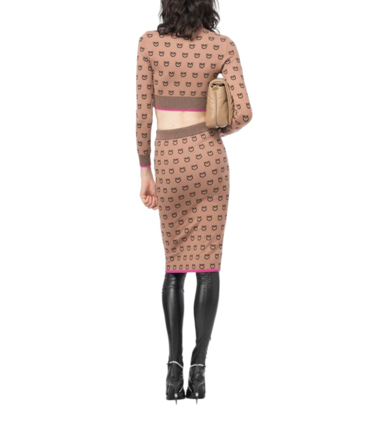 Pinko Donna Maglione A Girocollo Tubico Logo Bird Furetto
